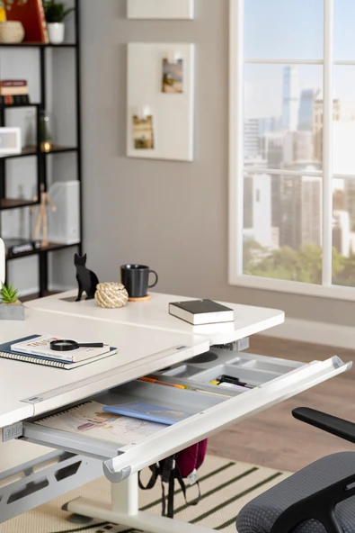 Creo Mobili Yükseklik ve Eğim Ayarlı Vega Advanced Bilgisayar ve Çalışma Masası Takımı Ekru/Antrasit - 4