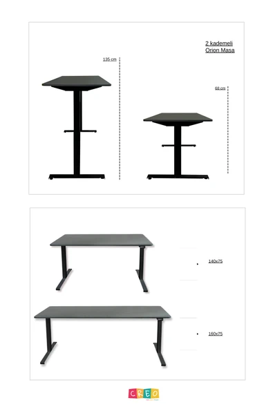 Creo Mobili Yükseklik Ayarlı Elektrikli, Bluetoothlu, Orion 3 Kademe Ofis ve Çalışma Masası Antrasit - 7
