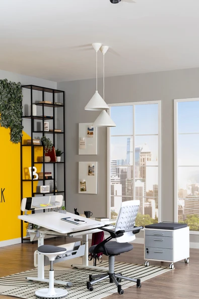 Creo Mobili Yükseklik ve Eğim Ayarlı, Vega Standart Bilgisayar, Ofis ve Çalışma Masası Beyaz/Gri - 3