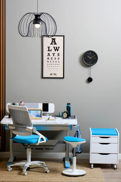 Creo Mobili Yükseklik ve Eğim Ayarlı, Sirius Simple Bilgisayar, Ofis ve Çalışma Masası Beyaz/Mavi - 5