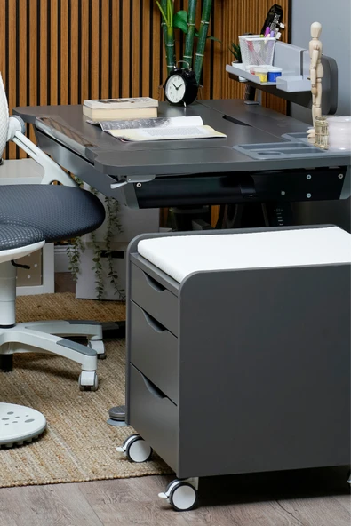 Creo Mobili Yükseklik ve Eğim Ayarlı, Sirius Delüx Bilgisayar ve Çalışma Masası Takımı, Antrasit - Resim 5