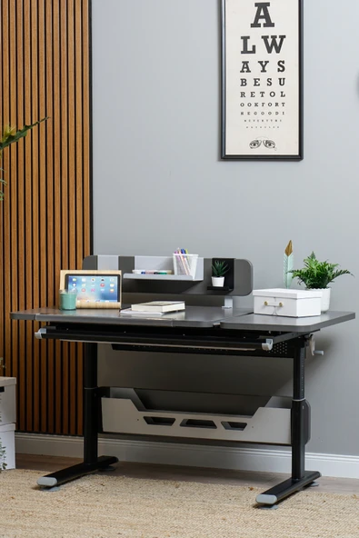 Creo Mobili Yükseklik ve Eğim Ayarlı, Vega Standart Bilgisayar, Ofis ve Çalışma Masası Antrasit/Gri - 4