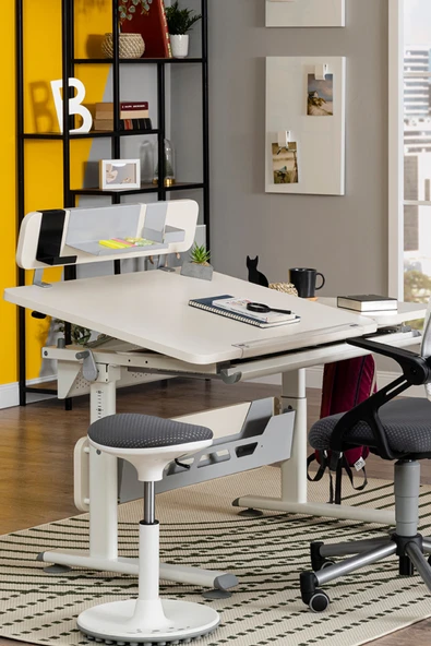 Creo Mobili Yükseklik ve Eğim Ayarlı, Vega Standart Bilgisayar, Ofis ve Çalışma Masası Ekru/Antrasit - 2