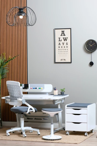 Creo Mobili Yükseklik ve Eğim Ayarlı, Sirius Simple Bilgisayar, Ofis ve Çalışma Masası Beyaz/Gri - 5