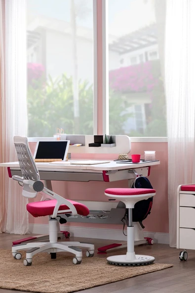 Creo Mobili Yükseklik ve Eğim Ayarlı Sirius Advanced Bilgisayar ve Çalışma Masası Takımı Beyaz/Fuşya - 3