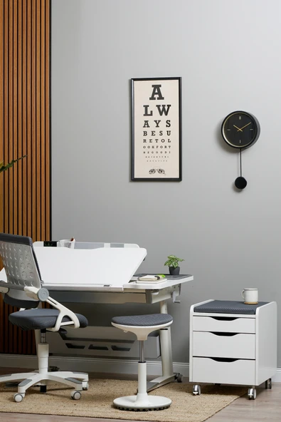 Creo Mobili Yükseklik ve Eğim Ayarlı, Çekmeceli, Sirius Basic Çalışma Masası 120x75 cm, Beyaz/Gri - 5