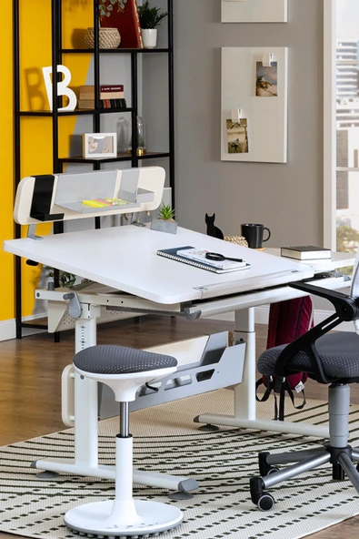 Creo Mobili Yükseklik ve Eğim Ayarlı, Vega Standart Bilgisayar, Ofis ve Çalışma Masası Beyaz/Fuşya - Resim 2