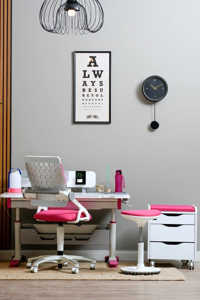 Creo Mobili Yükseklik ve Eğim Ayarlı Sirius Advanced Bilgisayar ve Çalışma Masası Takımı Beyaz/Fuşya - 4