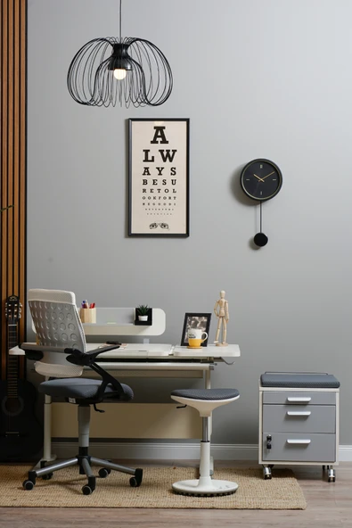 Creo Mobili Yükseklik ve Eğim Ayarlı Vega Advanced Bilgisayar ve Çalışma Masası Takımı Ekru/Antrasit - 6