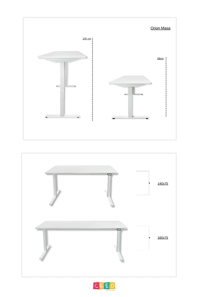 Creo Mobili Yükseklik Ayarlı Elektrikli, Bluetoothlu, Orion 3 Kademe Ofis ve Çalışma Masası Beyaz - 5
