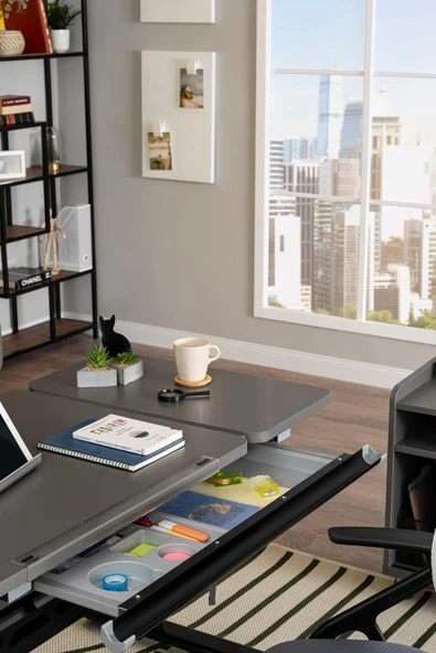 Creo Mobili Yükseklik ve Eğim Ayarlı, Vega Premium Bilgisayar ve Çalışma Masası Takımı Antrasit - 4