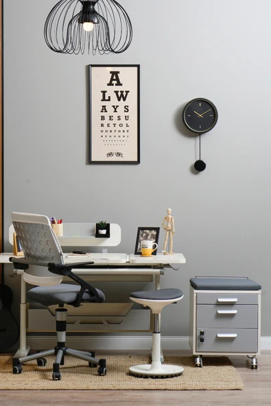 Creo Mobili Yükseklik ve Eğim Ayarlı, Vega Standart Bilgisayar, Ofis ve Çalışma Masası Ekru/Antrasit - 5
