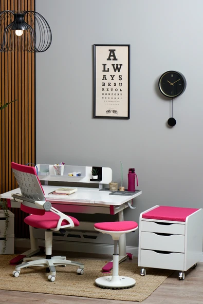 Creo Mobili Yükseklik ve Eğim Ayarlı, Sirius Standart Bilgisayar, Ofis ve Çalışma Masası Beyaz/Fuşya - 4