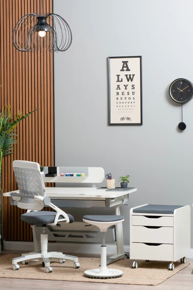 Creo Mobili Yükseklik ve Eğim Ayarlı, Sirius Simple Bilgisayar, Ofis ve Çalışma Masası Ekru/Gri - 4