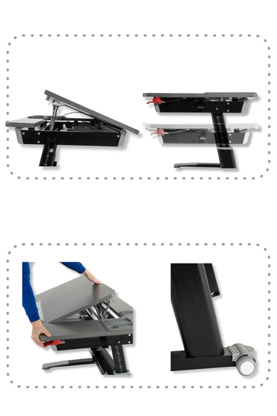 Creo Mobili Yükseklik ve Eğim Ayarlı Sirius Standart Bilgisayar, Ofis ve Çalışma Masası Antrasit/Gri - 8