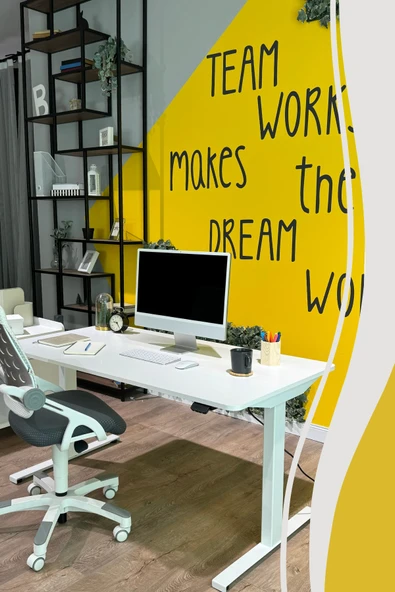 Creo Mobili Yükseklik Ayarlı Elektrikli ve Bluetoothlu, Orion 2 Kademe Ofis ve Çalışma Masası, Beyaz - 2