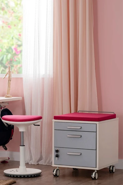 Creo Mobili Yükseklik ve Eğim Ayarlı, Vega Premium Bilgisayar ve Çalışma Masası Takımı Ekru/Fuşya - 4