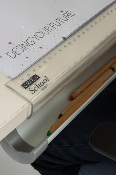 Creo Mobili Yükseklik ve Eğim Ayarlı, Çekmeceli, Vega Basic Çalışma Masası 130x70 cm, Beyaz/Fuşya - 5