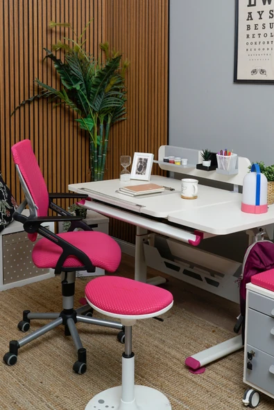 Creo Mobili Yükseklik ve Sırt Ayarlı Vega Çalışma Sandalyesi, Ofis ve Bilgisayar Koltuğu Fuşya/Fuşya - 3