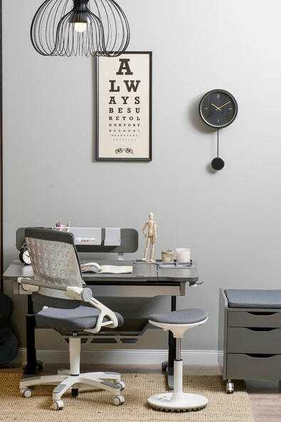 Creo Mobili Yükseklik Ayarlı Ofis Taburesi, Kaymaz Tabanlı Döner Mekanizmalı Bar Taburesi, Antrasit - 4