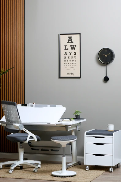 Creo Mobili Yükseklik ve Eğim Ayarlı, Sirius Premium Bilgisayar ve Çalışma Masası Takımı Beyaz/Gri - Resim 2