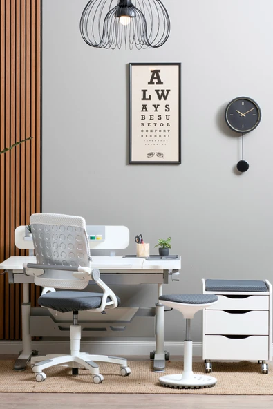 Creo Mobili Yükseklik ve Eğim Ayarlı, Sirius Premium Bilgisayar ve Çalışma Masası Takımı Beyaz/Gri ürün görseli