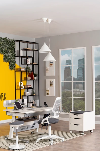 Creo Mobili Yükseklik ve Eğim Ayarlı, Sirius Premium Bilgisayar ve Çalışma Masası Takımı Ekru/Gri - Resim 5