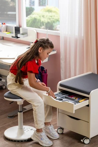 Creo Mobili Yükseklik Ayarlı Ofis Taburesi, Kaymaz Tabanlı Döner Mekanizmalı Bar Taburesi, Fuşya - 5