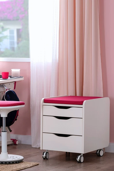 Creo Mobili Yükseklik ve Eğim Ayarlı, Sirius Delüx Bilgisayar ve Çalışma Masası Takımı, Beyaz/Fuşya - 5