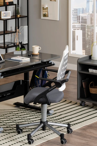 Creo Mobili Yükseklik Ayarlı Vega Çalışma Sandalyesi, Ofis ve Bilgisayar Koltuğu Beyaz/Gri - 4