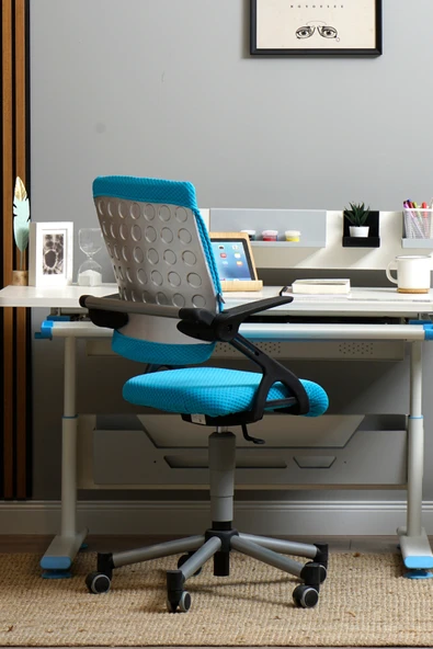 Creo Mobili Yükseklik Ayarlı Vega Çalışma Sandalyesi, Ofis ve Bilgisayar Koltuğu Mavi/Mavi
