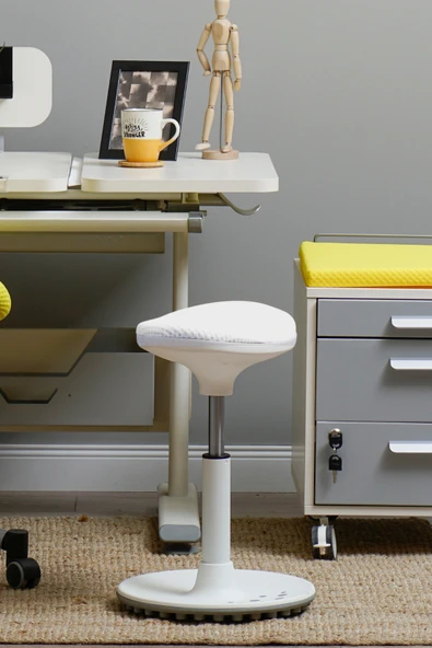 Creo Mobili Yükseklik Ayarlı Ofis Taburesi, Kaymaz Tabanlı Döner Mekanizmalı Bar Taburesi, Beyaz - 3