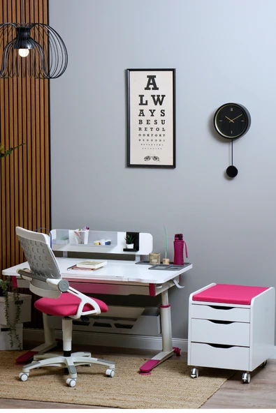 Creo Mobili Yükseklik ve Eğim Ayarlı, Sirius Delüx Bilgisayar ve Çalışma Masası Takımı, Beyaz/Fuşya - 3