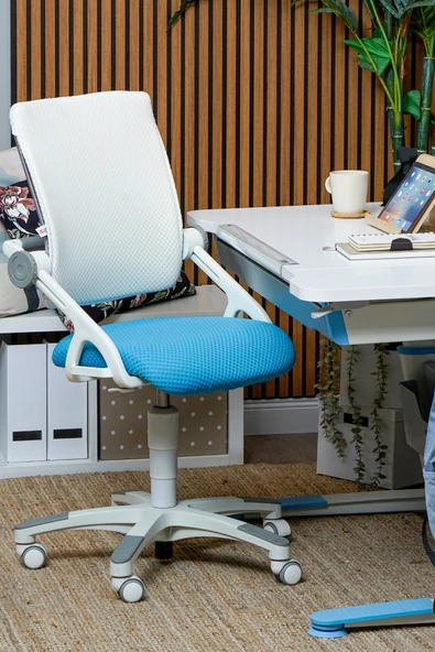 Creo Mobili Yükseklik ve Eğim Ayarlı, Sirius Delüx Bilgisayar ve Çalışma Masası Takımı, Ekru/Mavi - 4