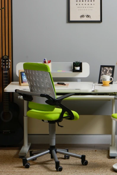 Creo Mobili Yükseklik Ayarlı Vega Çalışma Sandalyesi, Ofis ve Bilgisayar Koltuğu Yeşil/Yeşil