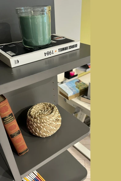 Creo Mobili Modüler Raflı Astrum 2'li Ev ve Ofis Kitaplığı, Modern Ahşap Döner Kitaplık, Antrasit - 3