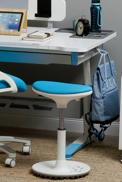 Creo Mobili Yükseklik Ayarlı Ofis Taburesi, Kaymaz Tabanlı Döner Mekanizmalı Bar Taburesi, Mavi