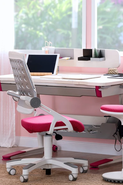 Creo Mobili Yükseklik ve Eğim Ayarlı, Sirius Delüx Bilgisayar ve Çalışma Masası Takımı, Beyaz/Fuşya - 4