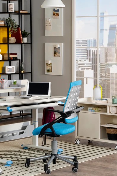 Creo Mobili Yükseklik ve Sırt Ayarlı Vega Çalışma Sandalyesi, Ofis ve Bilgisayar Koltuğu Mavi/Mavi - 4