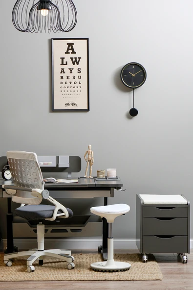 Creo Mobili Yükseklik Ayarlı Ofis Taburesi, Kaymaz Tabanlı Döner Mekanizmalı Bar Taburesi, Beyaz - 4