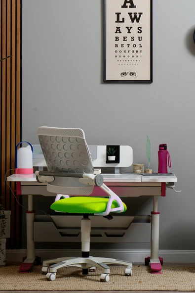 Creo Mobili Yükseklik ve Sırt Ayarlı Sirius Çalışma Sandalyesi Ofis, Bilgisayar Koltuğu Beyaz/Yeşil