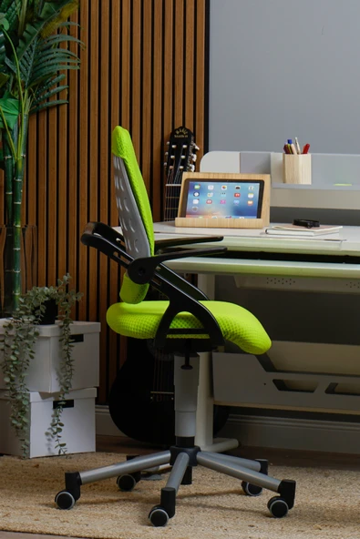 Creo Mobili Yükseklik ve Sırt Ayarlı Vega Çalışma Sandalyesi, Ofis ve Bilgisayar Koltuğu Yeşil/Yeşil - 4