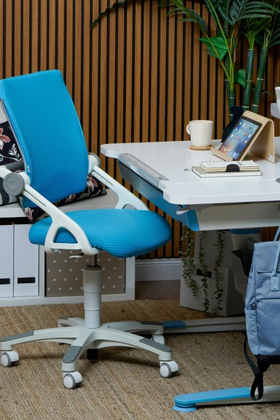 Creo Mobili Yükseklik ve Sırt Ayarlı Sirius Çalışma Sandalyesi Ofis ve Bilgisayar Koltuğu Mavi/Mavi