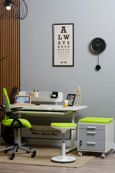 Creo Mobili Yükseklik Ayarlı Ofis Taburesi, Kaymaz Tabanlı Döner Mekanizmalı Bar Taburesi, Yeşil - 4