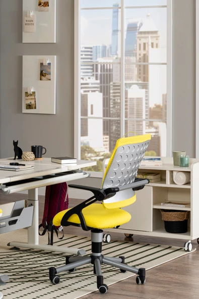 Creo Mobili Yükseklik ve Sırt Ayarlı Vega Çalışma Sandalyesi, Ofis ve Bilgisayar Koltuğu Sarı/Sarı - 4