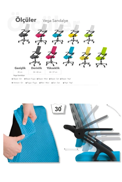 Creo Mobili Yükseklik Ayarlı Vega Çalışma Sandalyesi, Ofis ve Bilgisayar Koltuğu Fuşya/Fuşya - 7