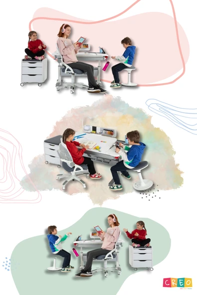 Creo Mobili Yükseklik Ayarlı Ofis Taburesi, Kaymaz Tabanlı Döner Mekanizmalı Bar Taburesi, Yeşil - 6