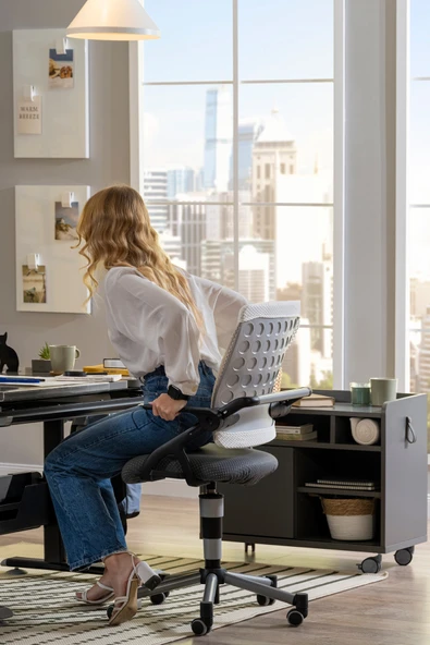 Creo Mobili Yükseklik Ayarlı Vega Çalışma Sandalyesi, Ofis ve Bilgisayar Koltuğu Beyaz/Fuşya - 5