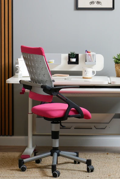 Creo Mobili Yükseklik ve Sırt Ayarlı Vega Çalışma Sandalyesi, Ofis ve Bilgisayar Koltuğu Fuşya/Fuşya