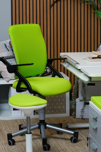 Creo Mobili Yükseklik Ayarlı Vega Çalışma Sandalyesi, Ofis ve Bilgisayar Koltuğu Yeşil/Yeşil - 2